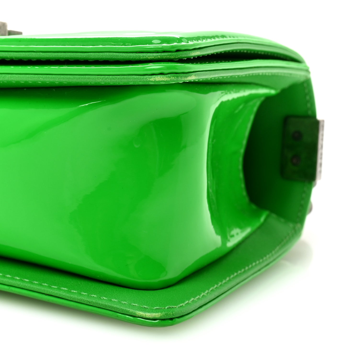 Patent Quilted Small Boy Flap Green