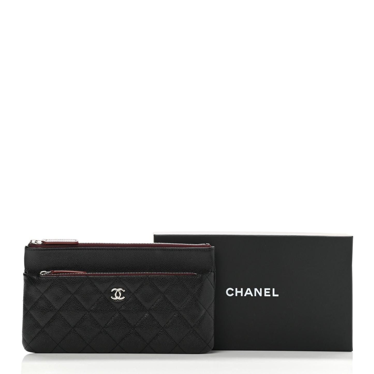 Caviar Quilted Double Zip Cosmetic Case Black