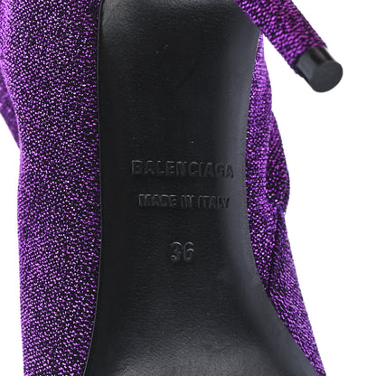 Balenciaga Shiny Fabric Square Knife 80mm Ankle Booties 36 Purple 6 of 9