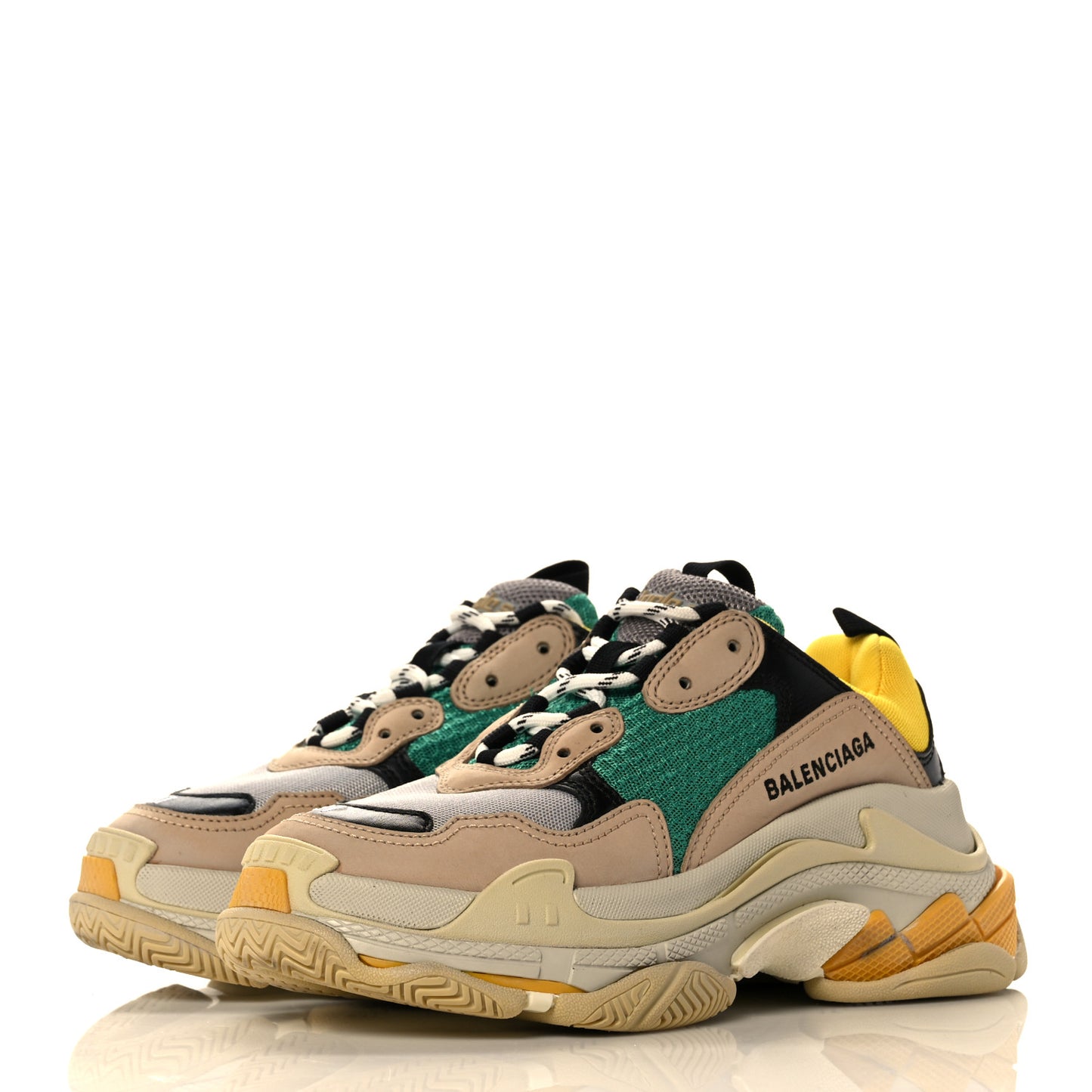 Fabric Mesh Womens Triple S Sneakers 37 Jaune Beige Vert Black Gris