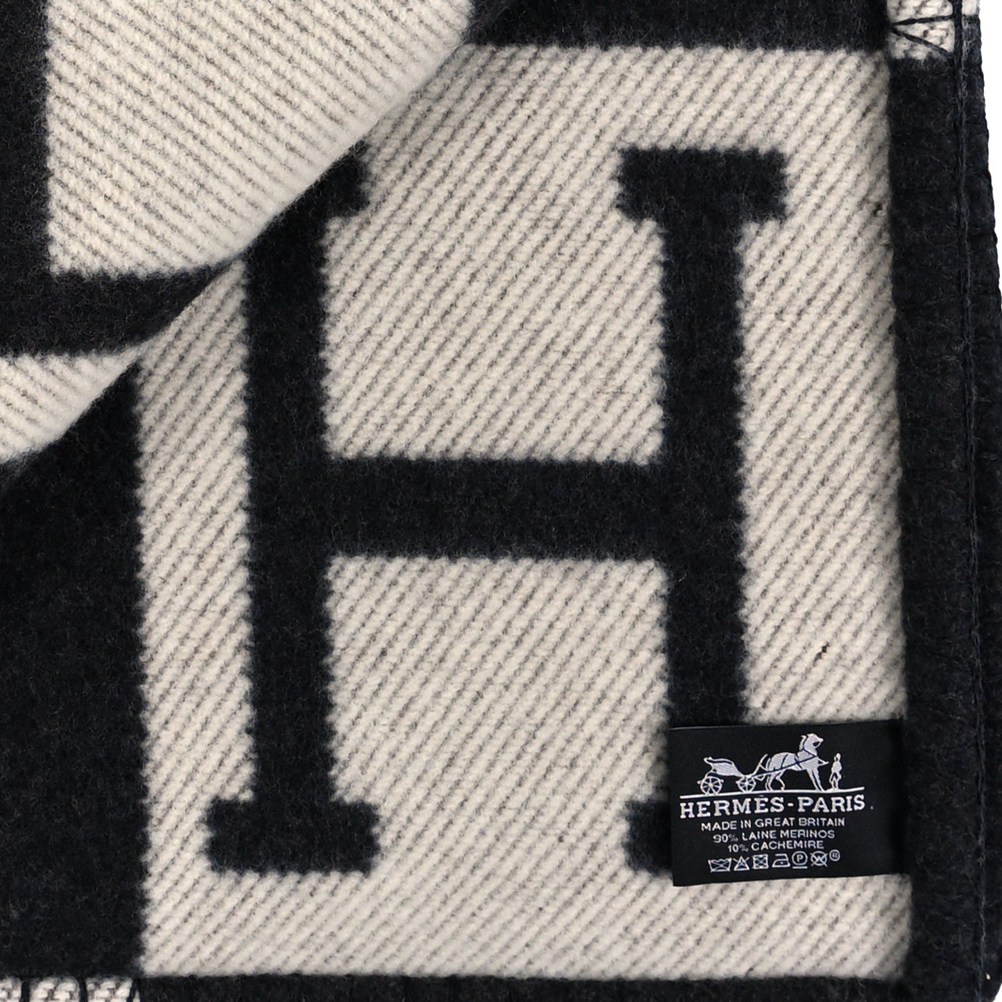 Wool Cashmere Avalon III Blanket Ecru Black