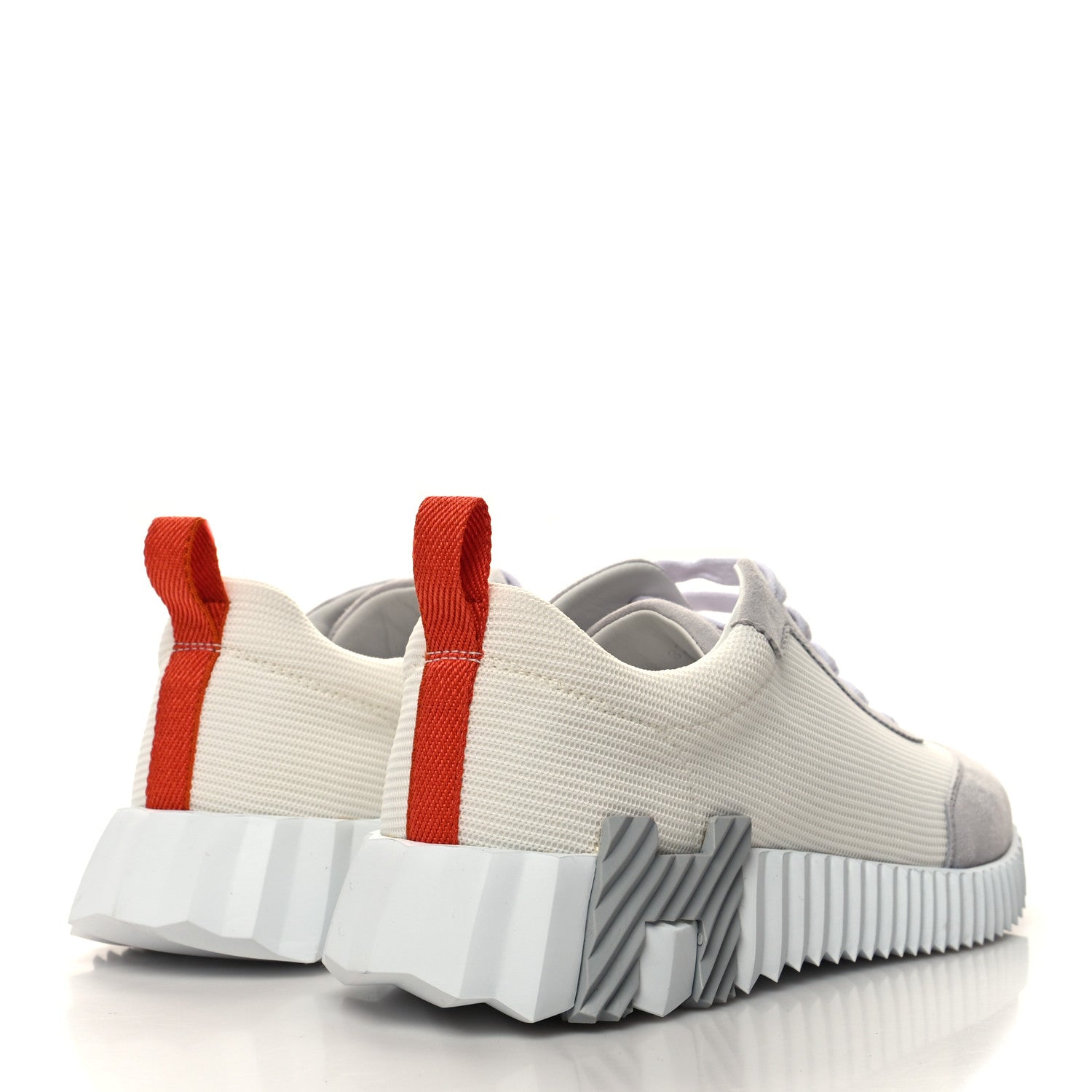 Hermes Technical Canvas Suede Goatskin Bouncing Sneakers 37 White Multicolor 3 of 8