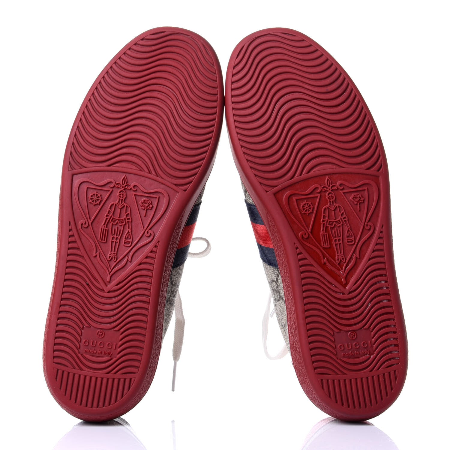 Gucci GG Supreme Monogram Ayers Web Womens Ace Sneakers 37 Red 7 of 11