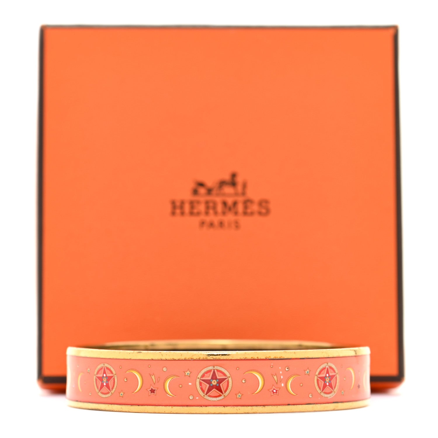 Hermes Enamel Printed Wide Moon Stars Bracelet 70 7 of 7