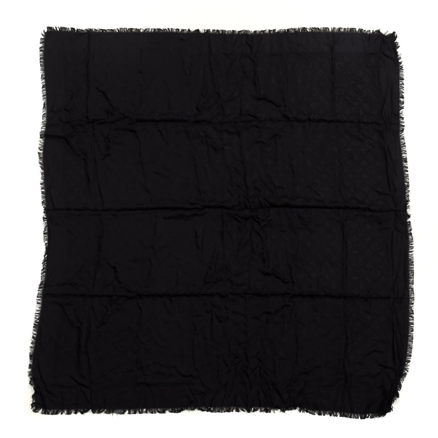 Louis Vuitton Silk Wool Monogram Shawl Black 1 of 3