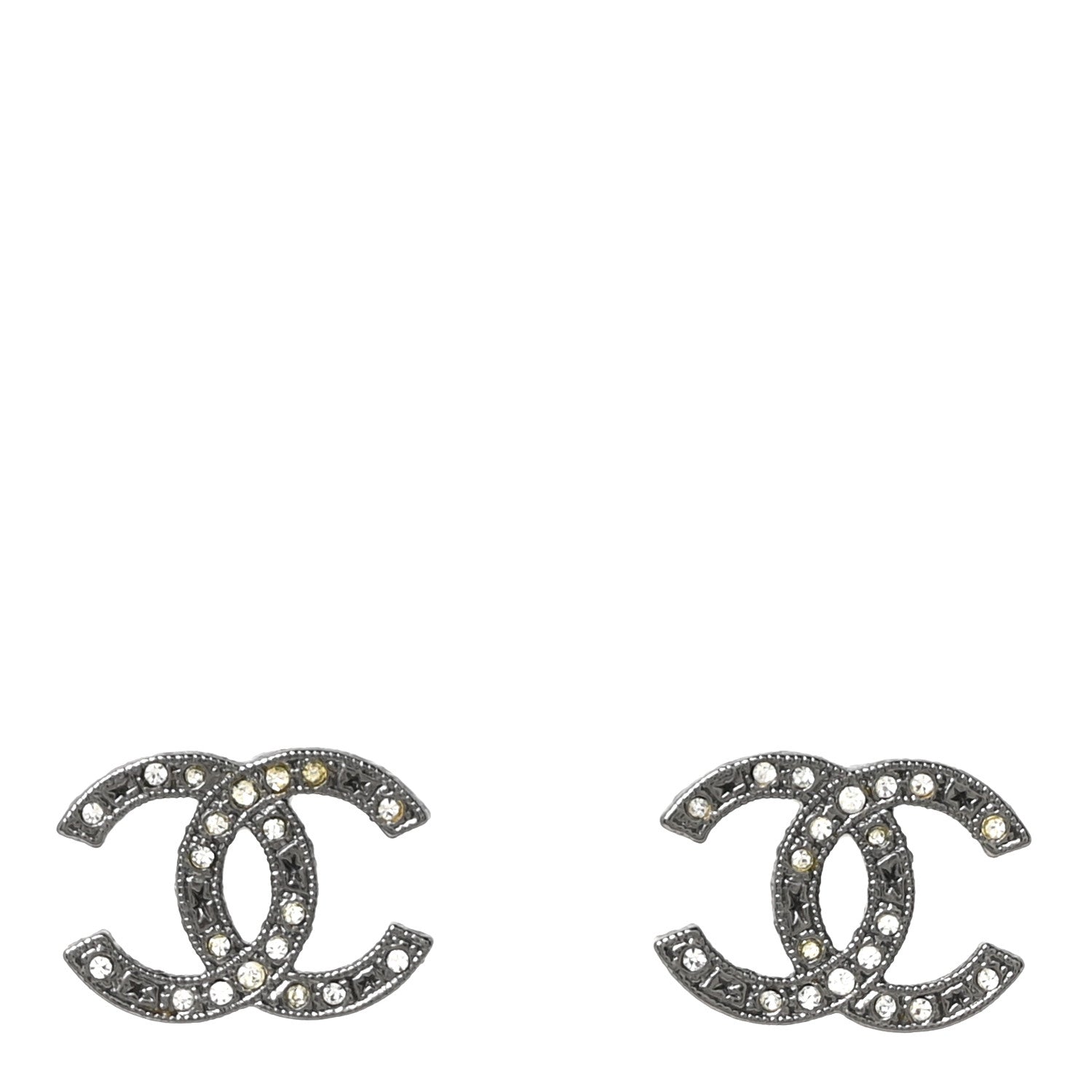 Chanel Ruthenium Crystal CC Earrings 1 of 5