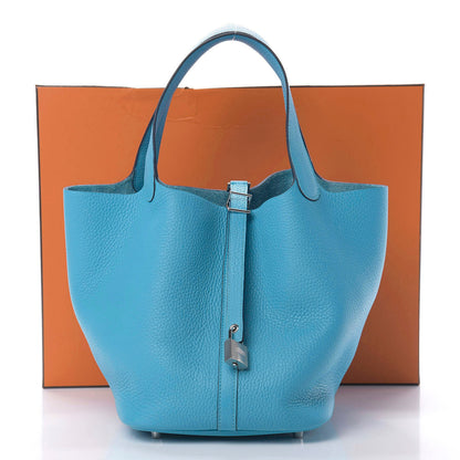 Hermes Taurillon Clemence Picotin Lock 22 MM Bleu Du Nord 11 of 11