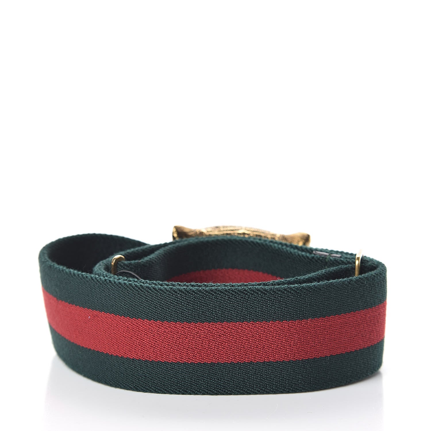 Gucci Web Feline Buckle Belt 75 30 Green Red 3 of 4