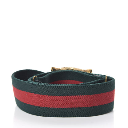 Gucci Web Feline Buckle Belt 75 30 Green Red 3 of 4