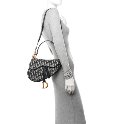 Christian Dior Oblique Saddle Bag With Strap Blue 2 of 13
