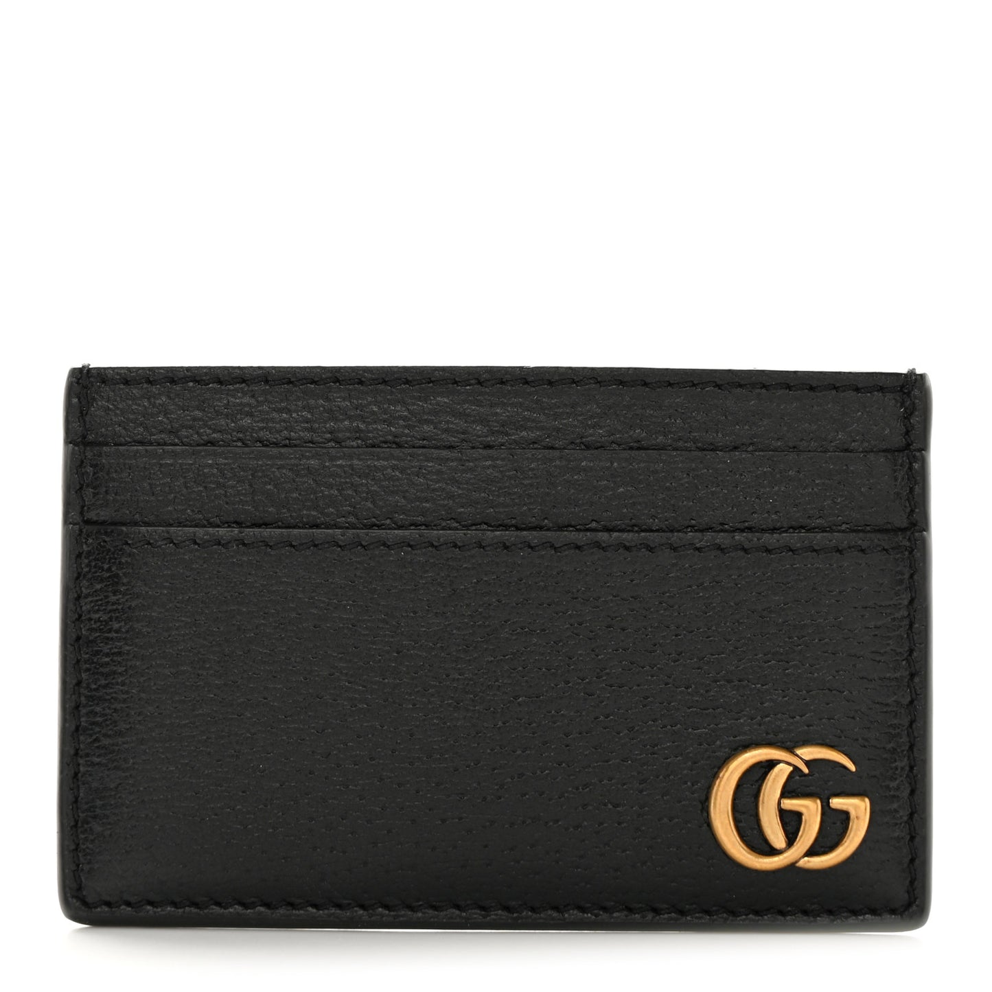 Calfskin Boar Effect GG Marmont Card Holder Black