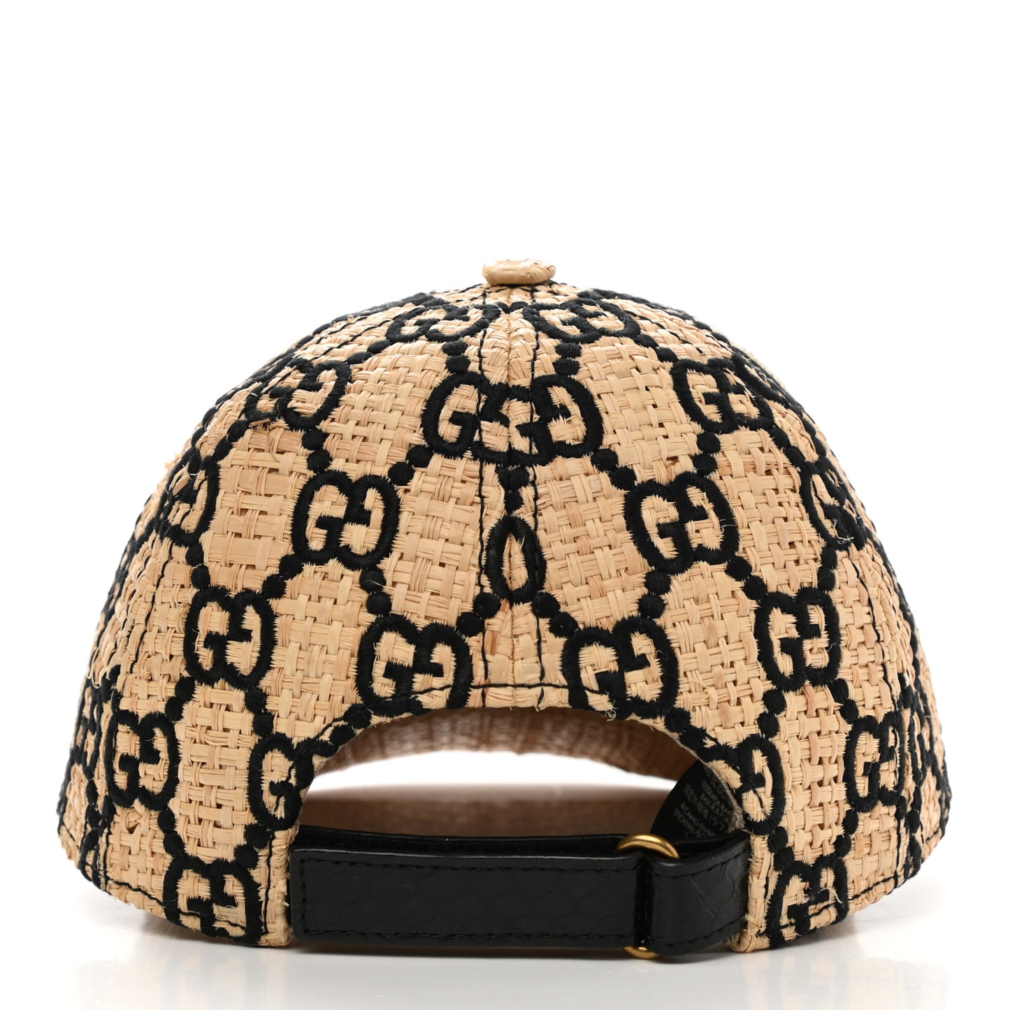 Raffia GG Monogram Elaphe Embroidered Aisha Baseball Hat M Ivory Black