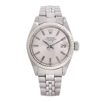 Rolex Stainless Steel 18K White Gold 26mm Oyster Perpetual Date Watch Silver 6917 1 of 5