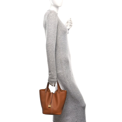 Hermes Taurillon Clemence Picotin Lock 22 MM Gold 2 of 13