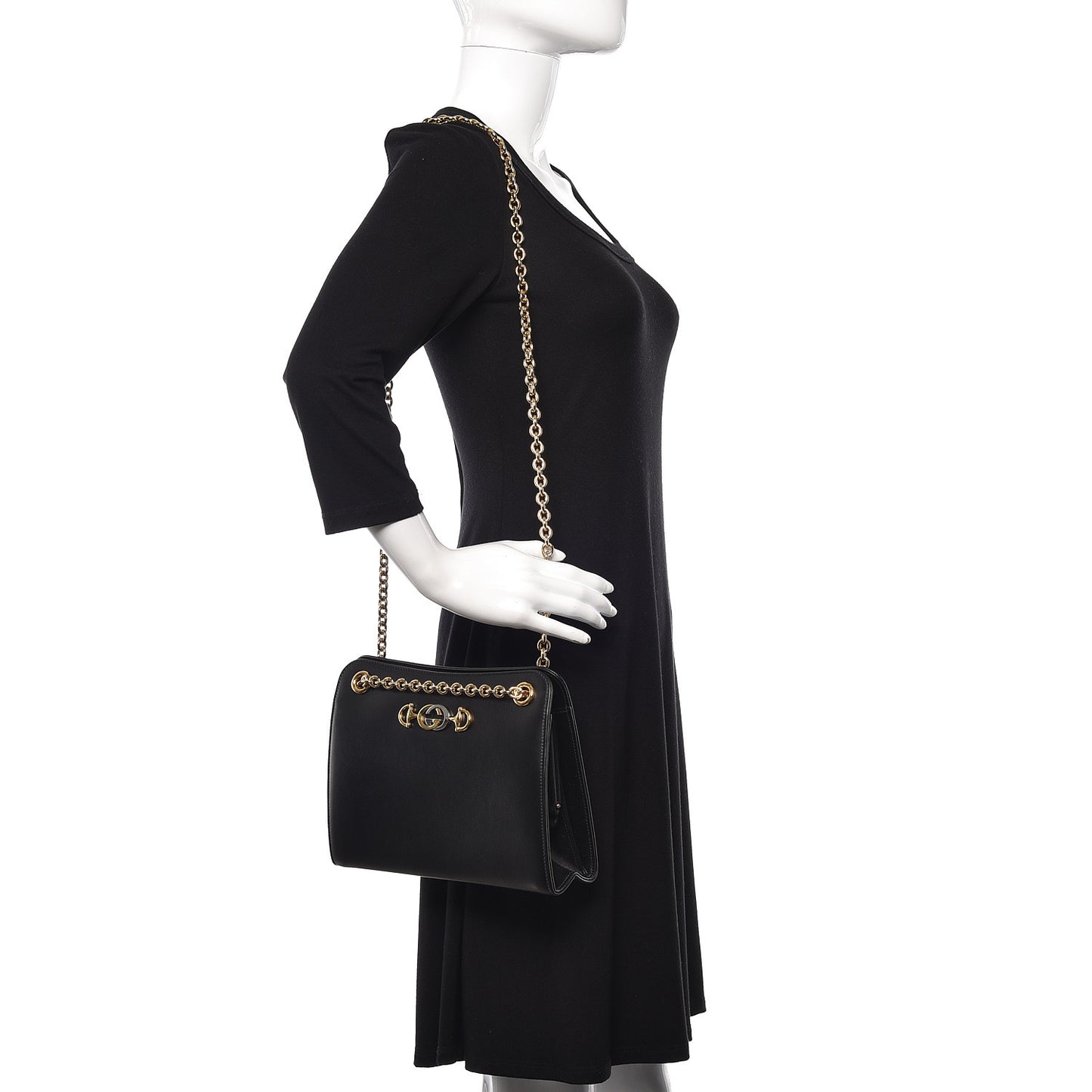 Calfskin Zumi Frame Crossbody Bag Black