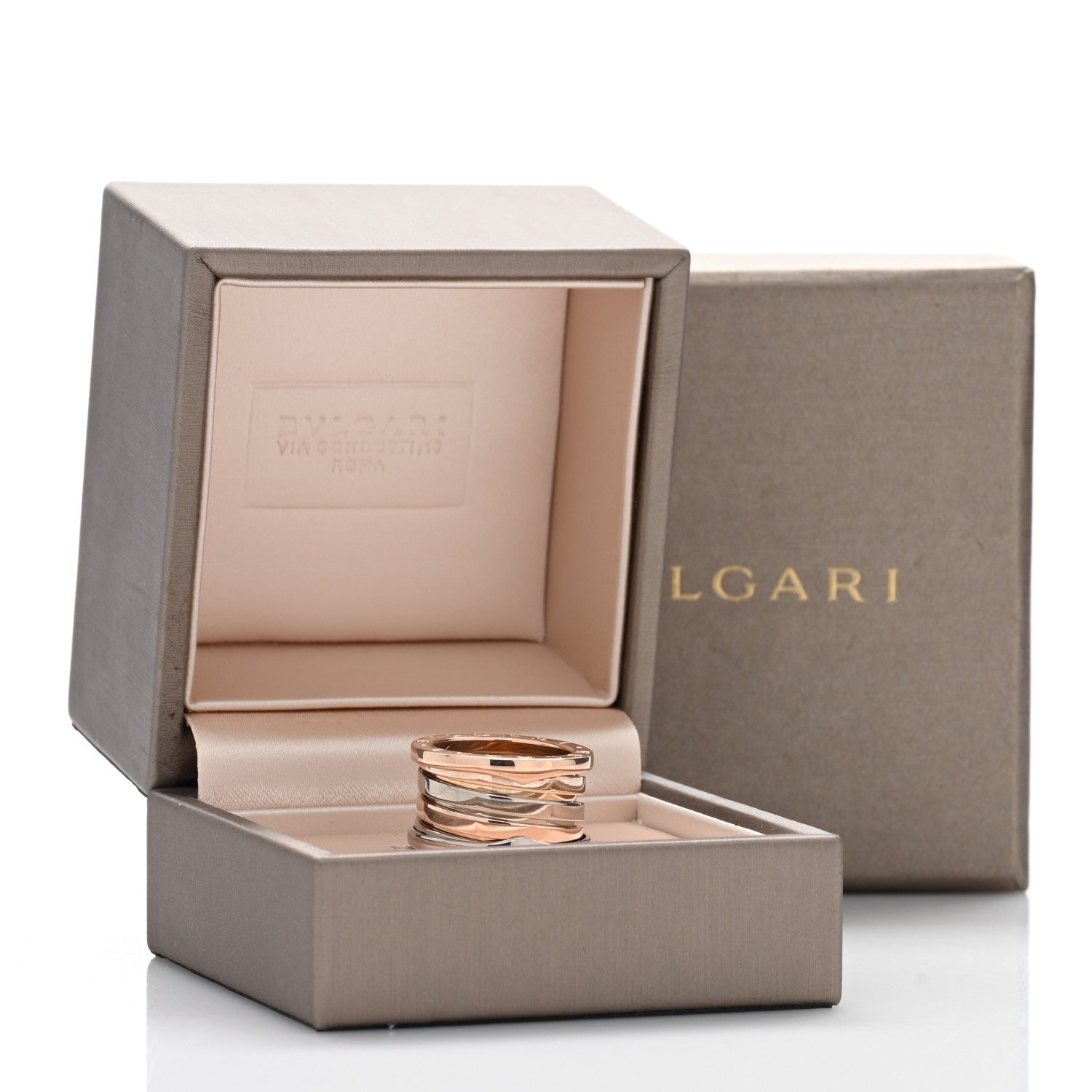 Bulgari 18K Rose White Gold Labyrinth B.Zero1 Four-Band Ring 48 4.5 5 of 5