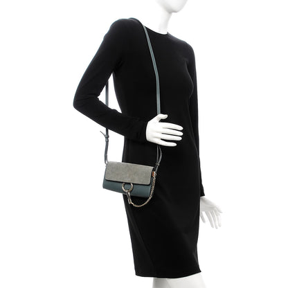 Chloe Suede Calfskin Faye Wallet On Strap Cloudy Blue 2 of 10