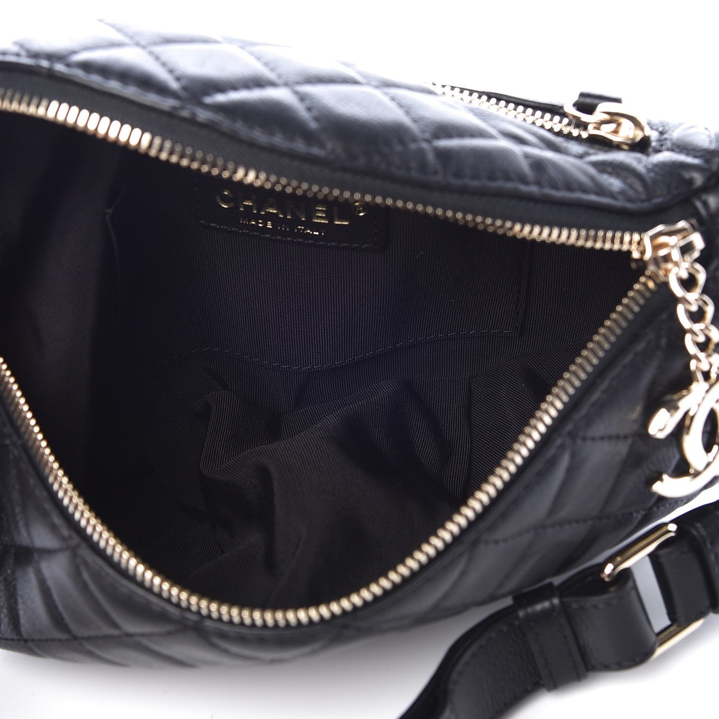 Calfskin Quilted Waist Bag Black