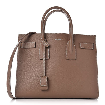 Saint Laurent Grained Calfskin Topstitch Small Sac De Jour Cognac 1 of 9