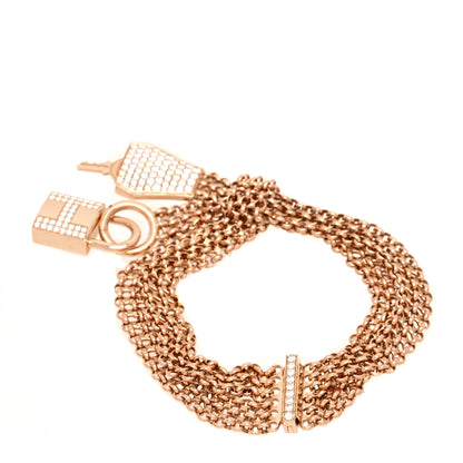 Hermes 18K Rose Gold Pave Diamond GM Kelly Clochette Bracelet SH 2 of 9