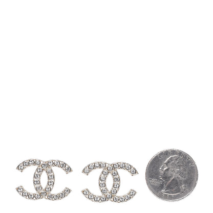 Chanel Crystal CC Large Stud Earrings Gold 2 of 5