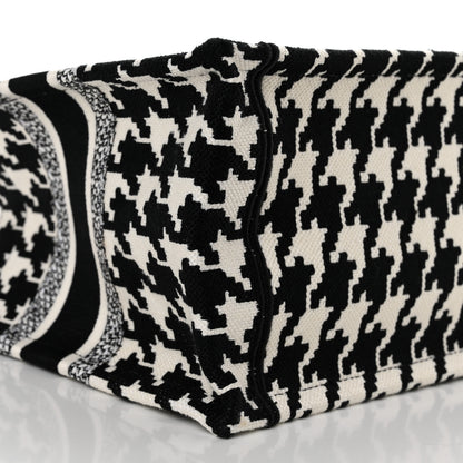 Christian Dior Canvas Houndstooth Embroidered Small Book Tote Black White 9 of 11