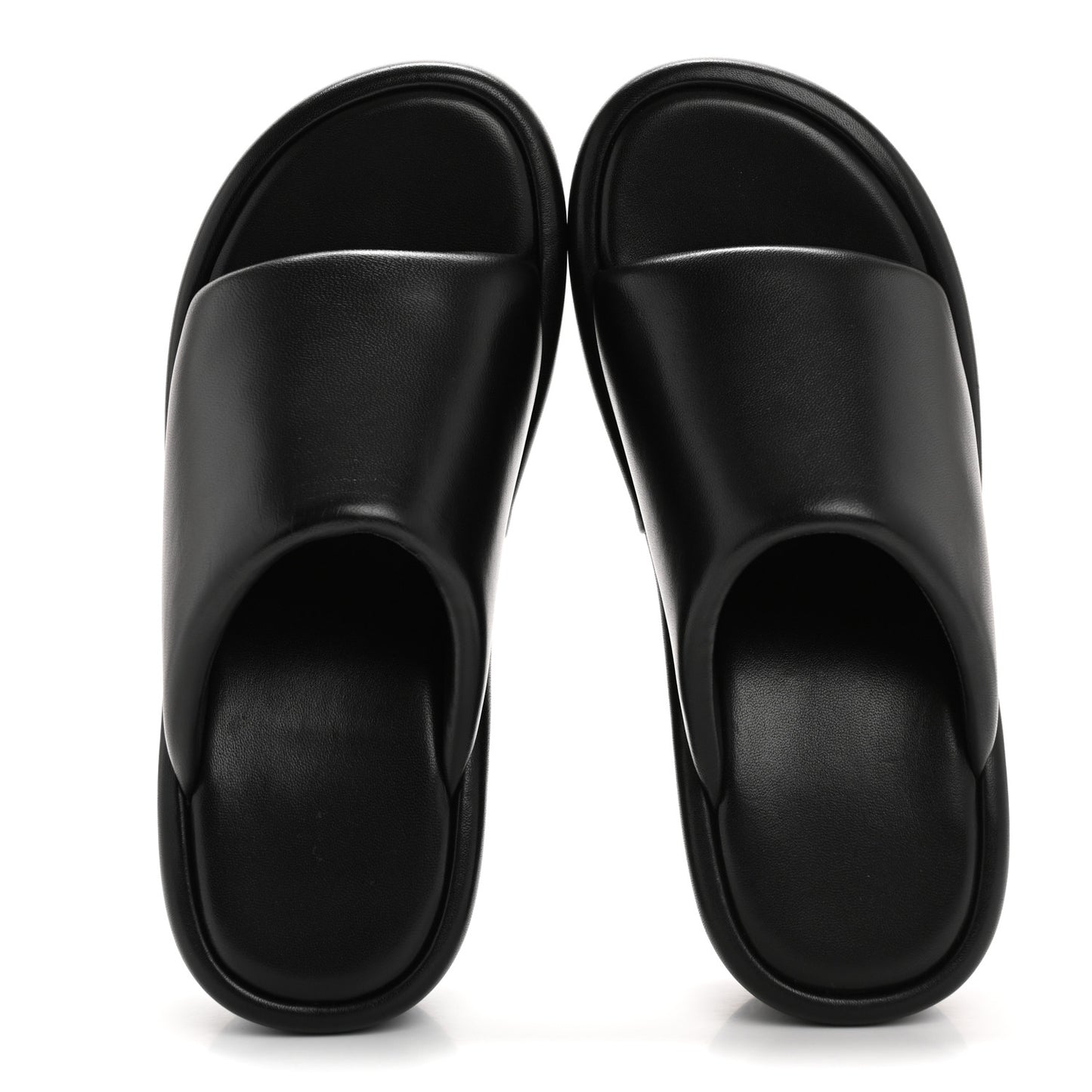 Smooth Nappa Logo Rise Wedge Sandals 36 Black