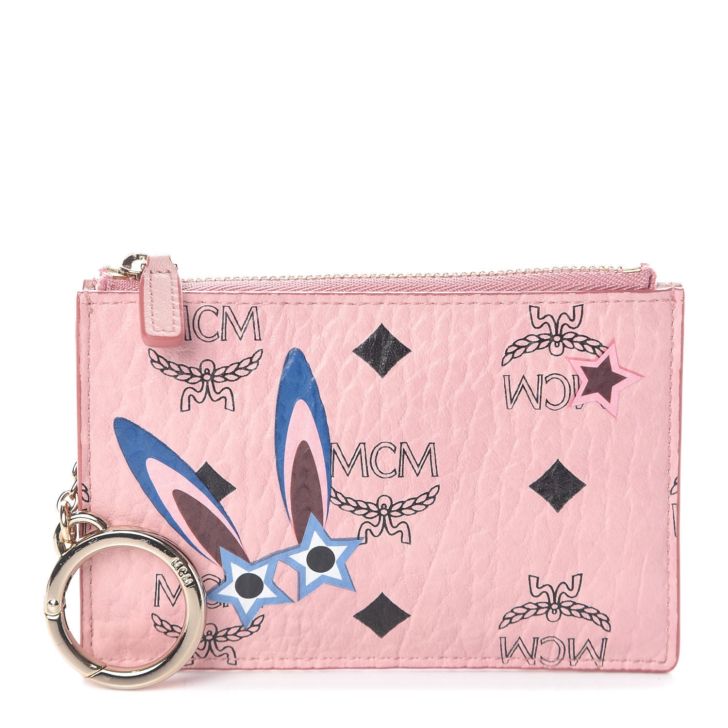 MCM Visetos Star Eyed Bunny Key Pouch Pink 1 of 6