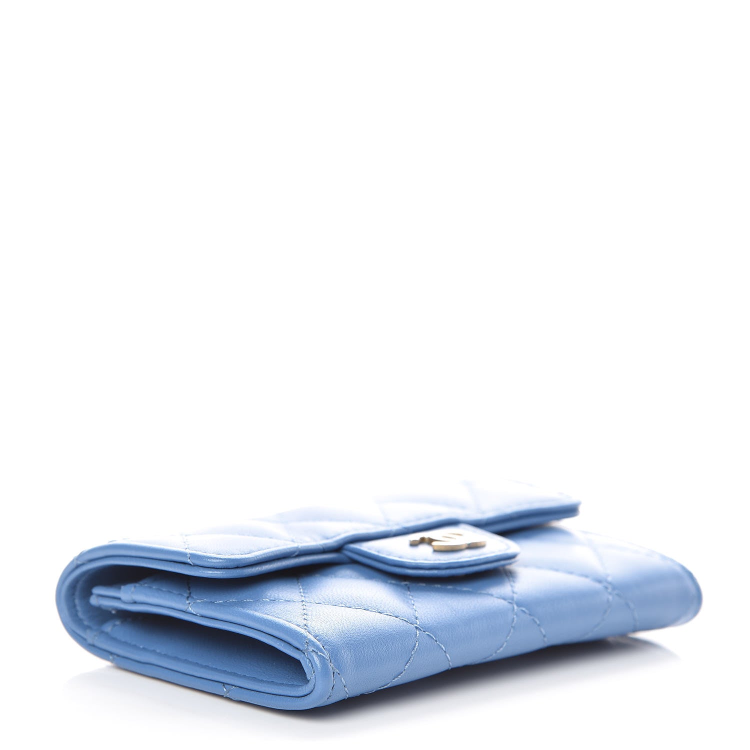 Chanel Lambskin Quilted Card Holder Wallet Blue 4 of 11