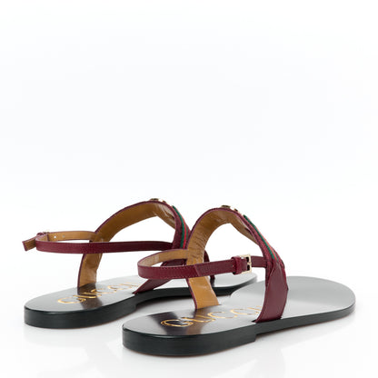 Gucci New Canvas GG Malaga Kid Web Interlocking G Womens Thong Sandals 40.5 Rosso Ancora 5 of 9