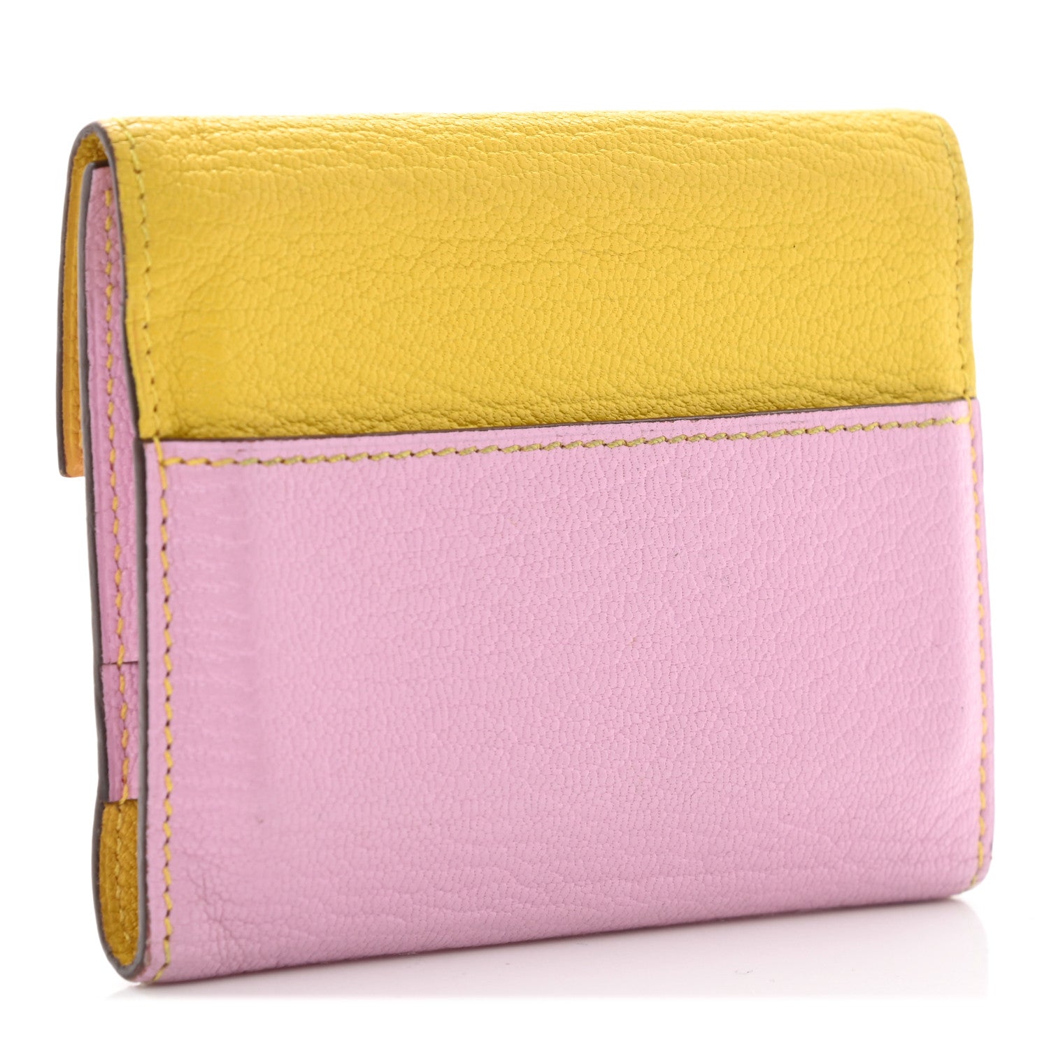 Hermes Chevre Mysore Mini Clic Card Holder Mauve Sylvestre Jaune de Naples 3 of 6