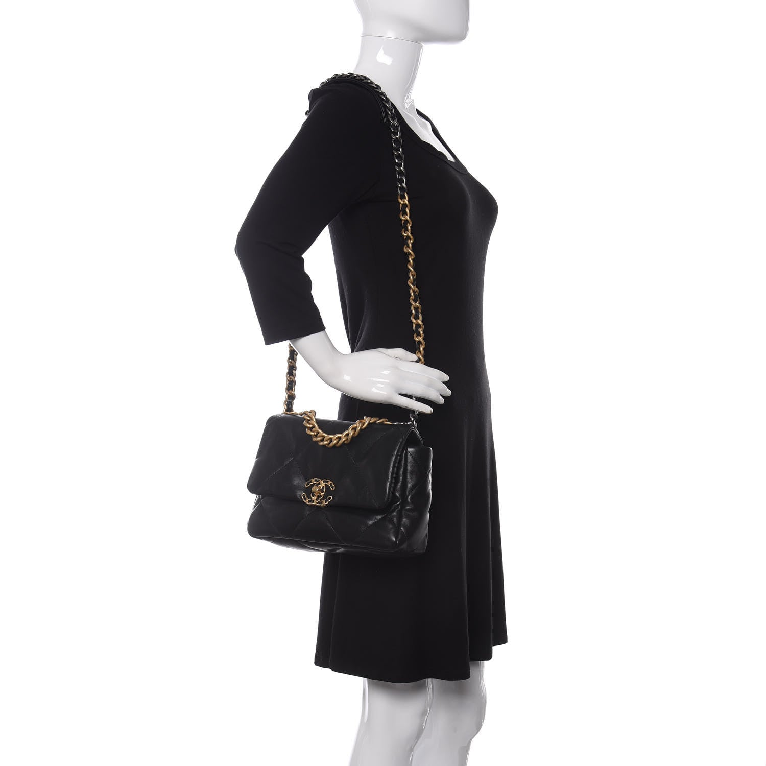 Chanel Lambskin Quilted Medium Chanel 19 Flap Black 2 of 11