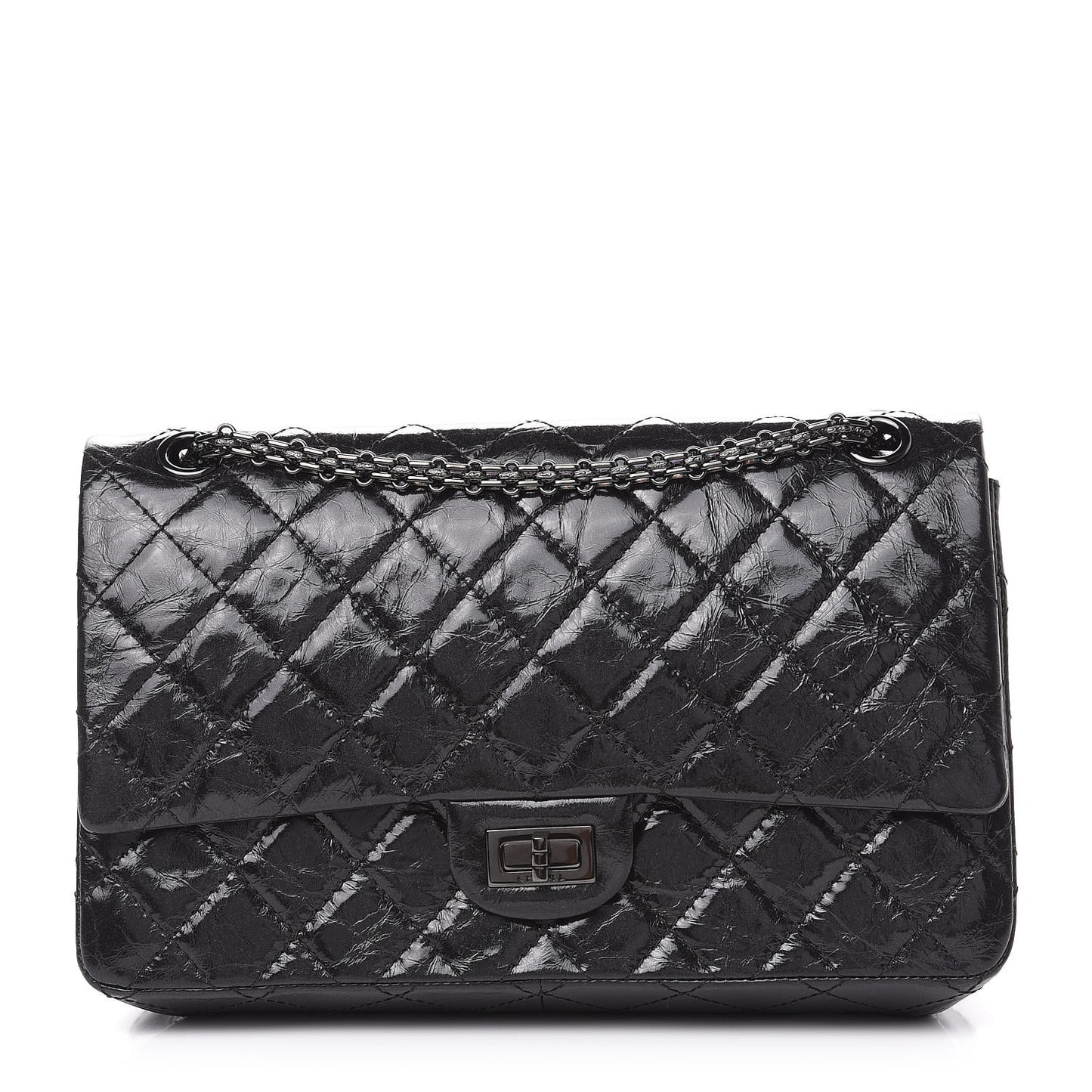 Glazed Calfskin Quilted 2.55 Reissue 226 Flap So Black