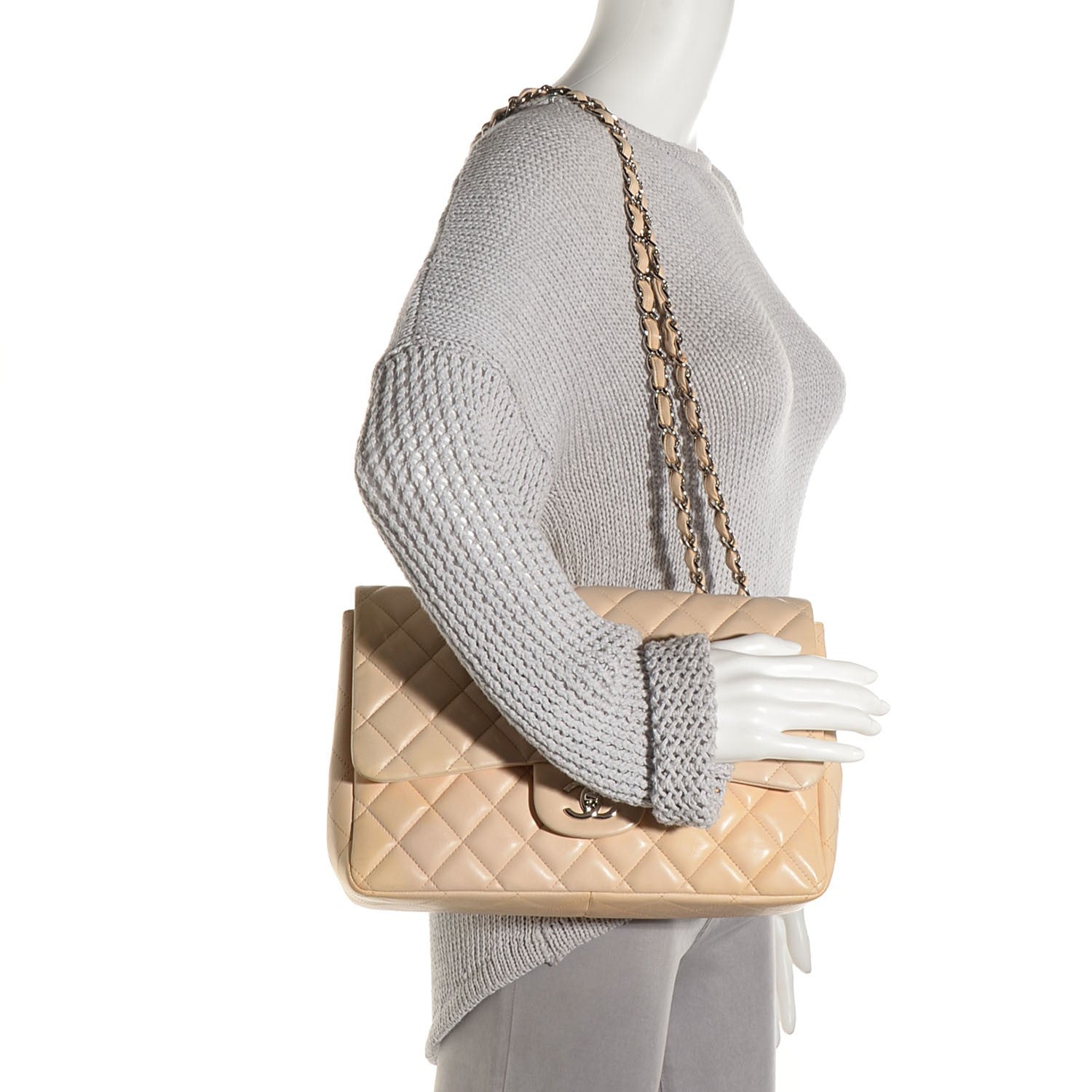 Chanel Lambskin Quilted Jumbo Single Flap Beige Clair 2 of 23
