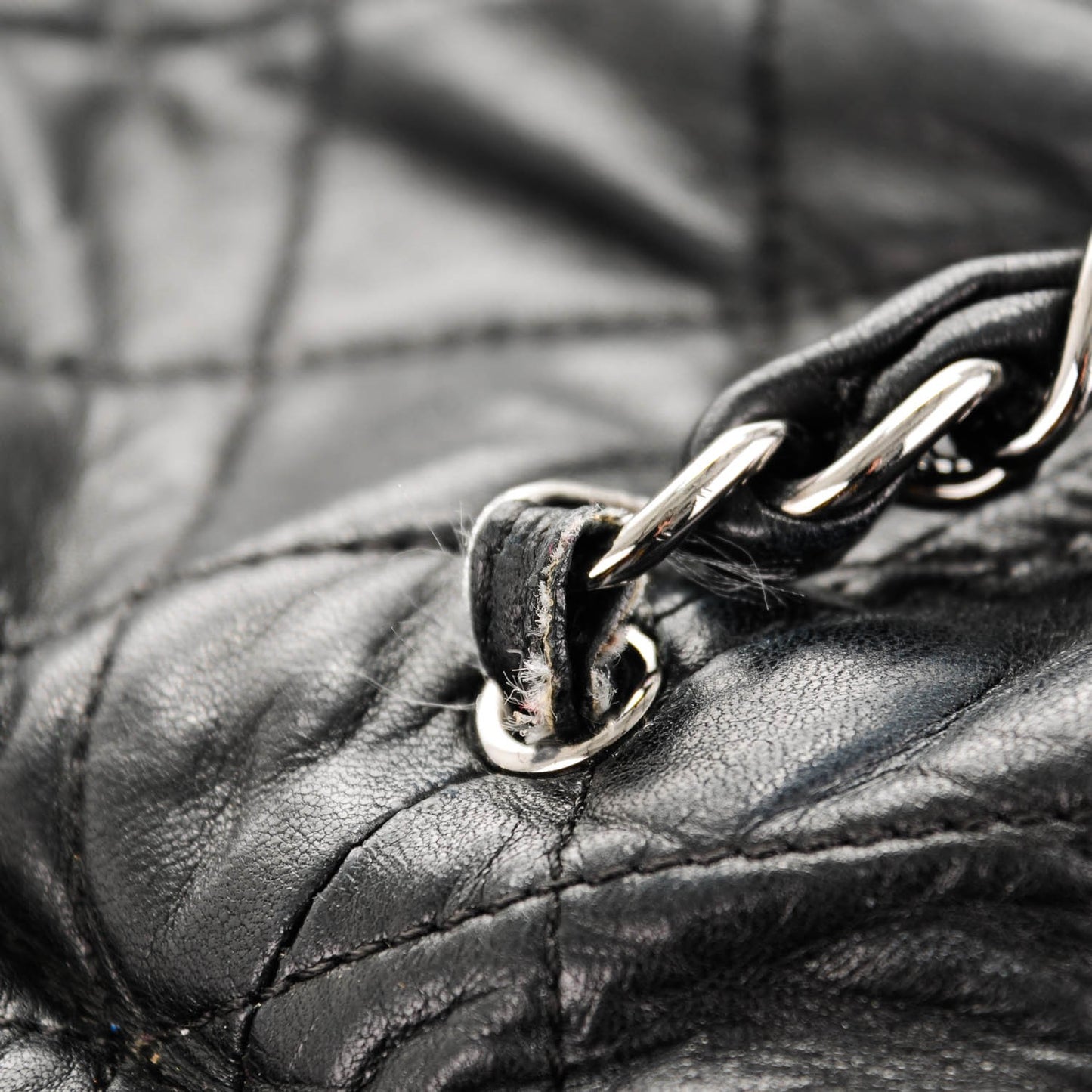 Lambskin Quilted Sharpei Shopping Tote Black
