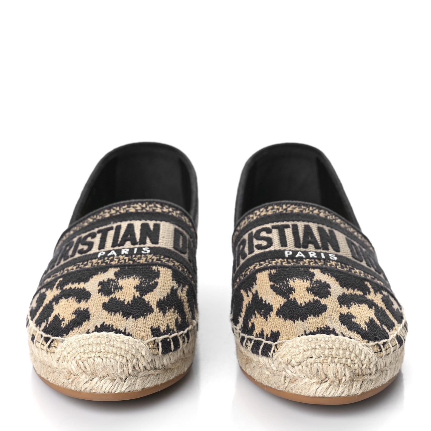 Cotton Embroidered Leopard Print Granville Espadrille 36.5 Natural