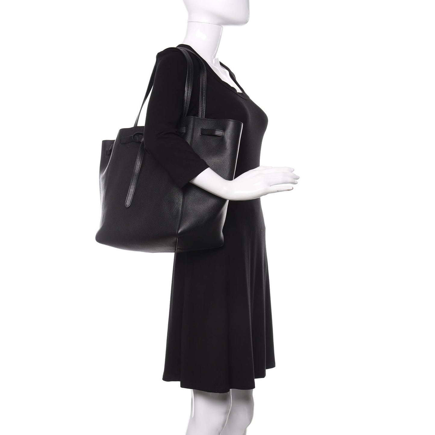 Soft Grained Calfskin Small Belt Cabas Phantom Black