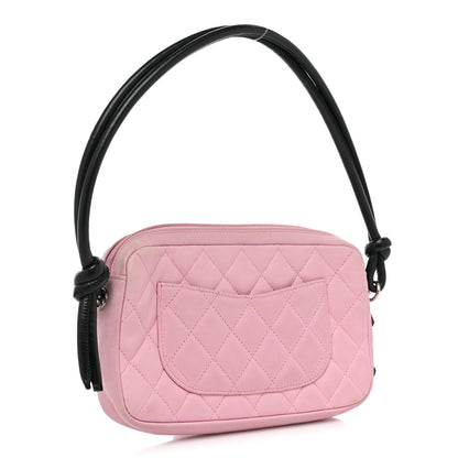 Chanel Calfskin Quilted Cambon Pochette Pink Black 3 of 17