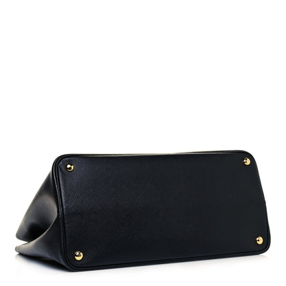 Prada Saffiano Cuir Large Double Bag Black Fuoco 4 of 15