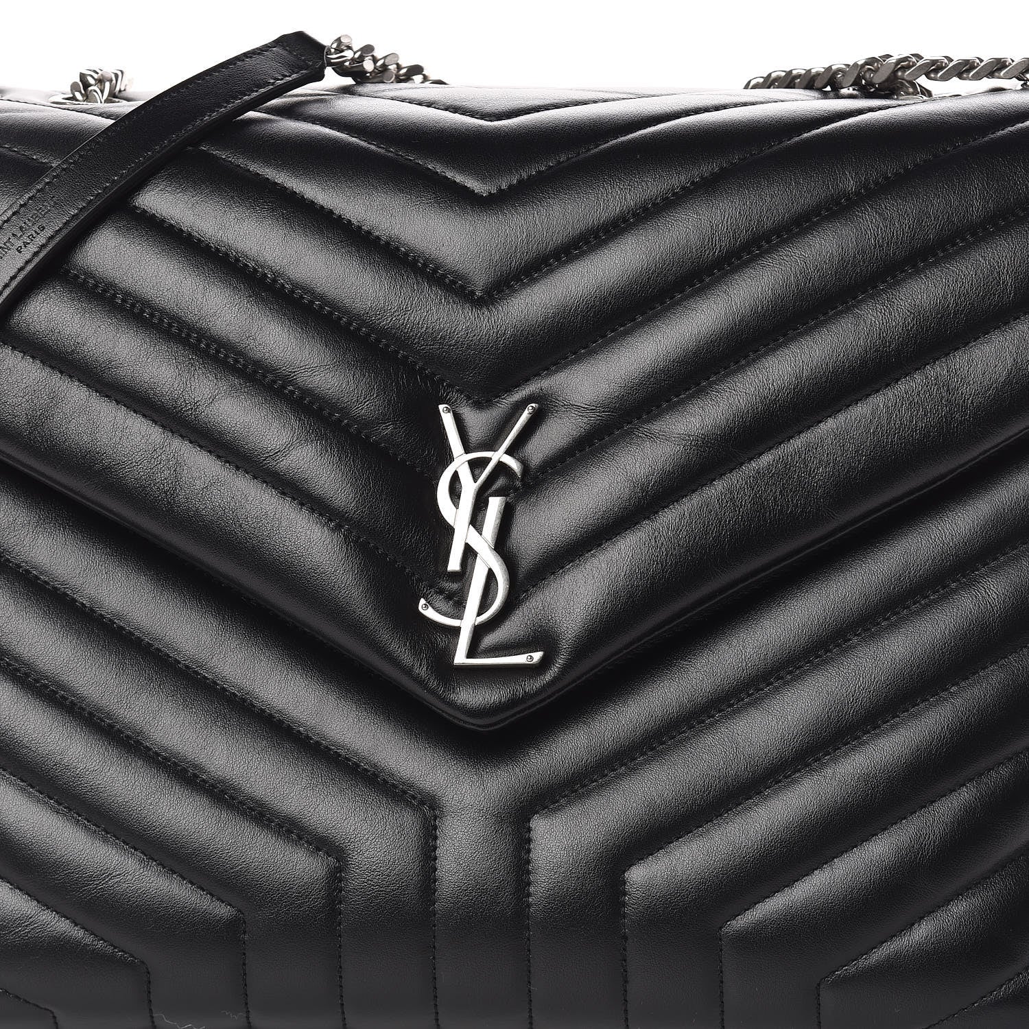 Saint Laurent Calfskin Y Quilted Monogram Large Loulou Chain Satchel Black 10 of 10