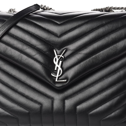 Saint Laurent Calfskin Y Quilted Monogram Large Loulou Chain Satchel Black 10 of 10