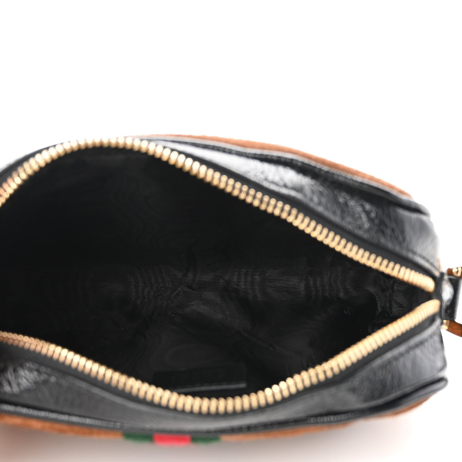 Gucci Suede Patent Web Mini Ophidia Shoulder Bag Nocciola Black 5 of 9
