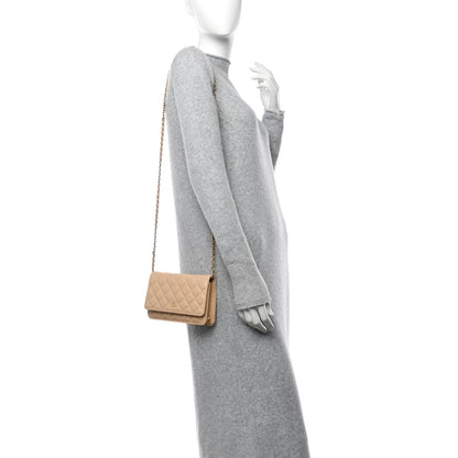 Chanel Caviar Quilted Wallet on Chain WOC Beige 2 of 11