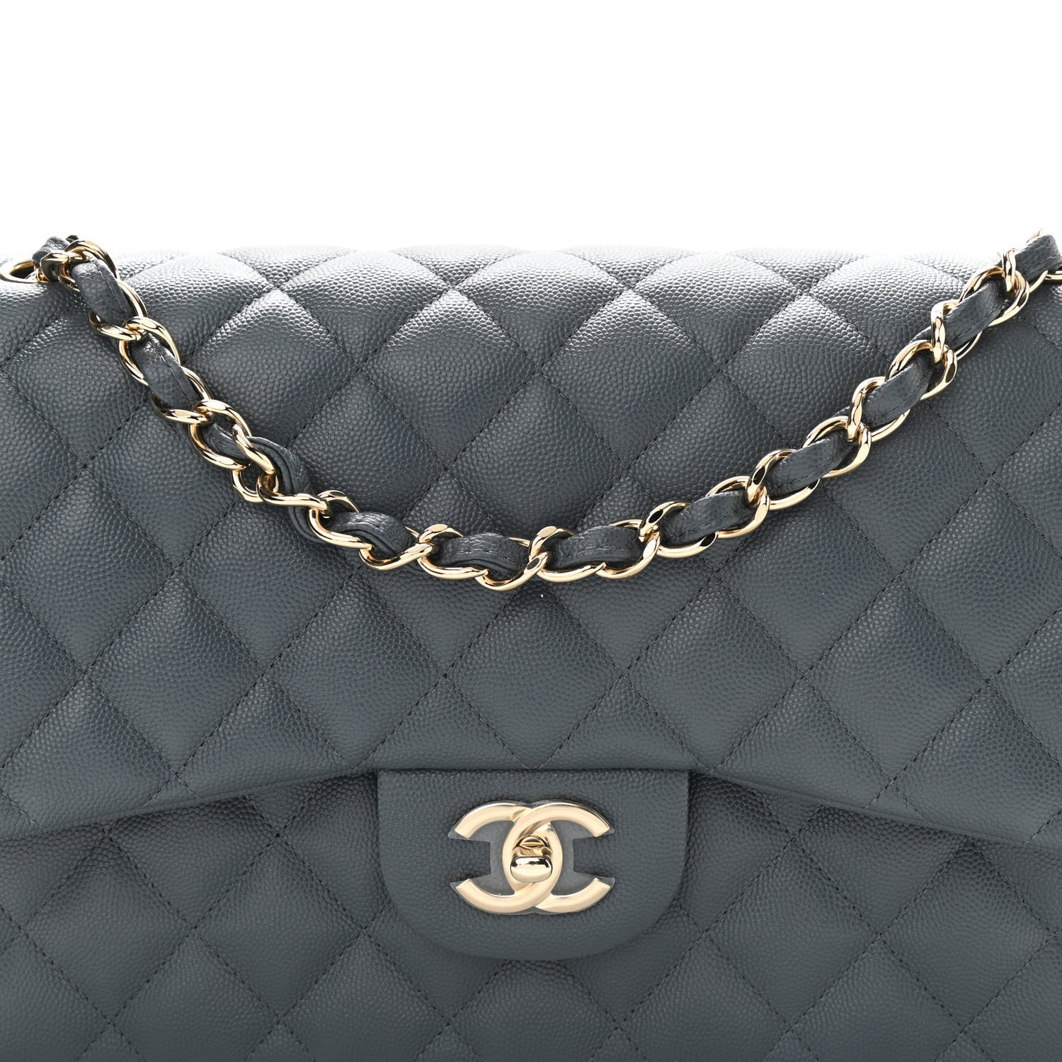 Chanel Caviar Quilted Jumbo Double Flap Grey 8 of 11