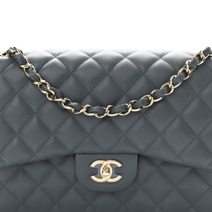Chanel Caviar Quilted Jumbo Double Flap Grey 8 of 11