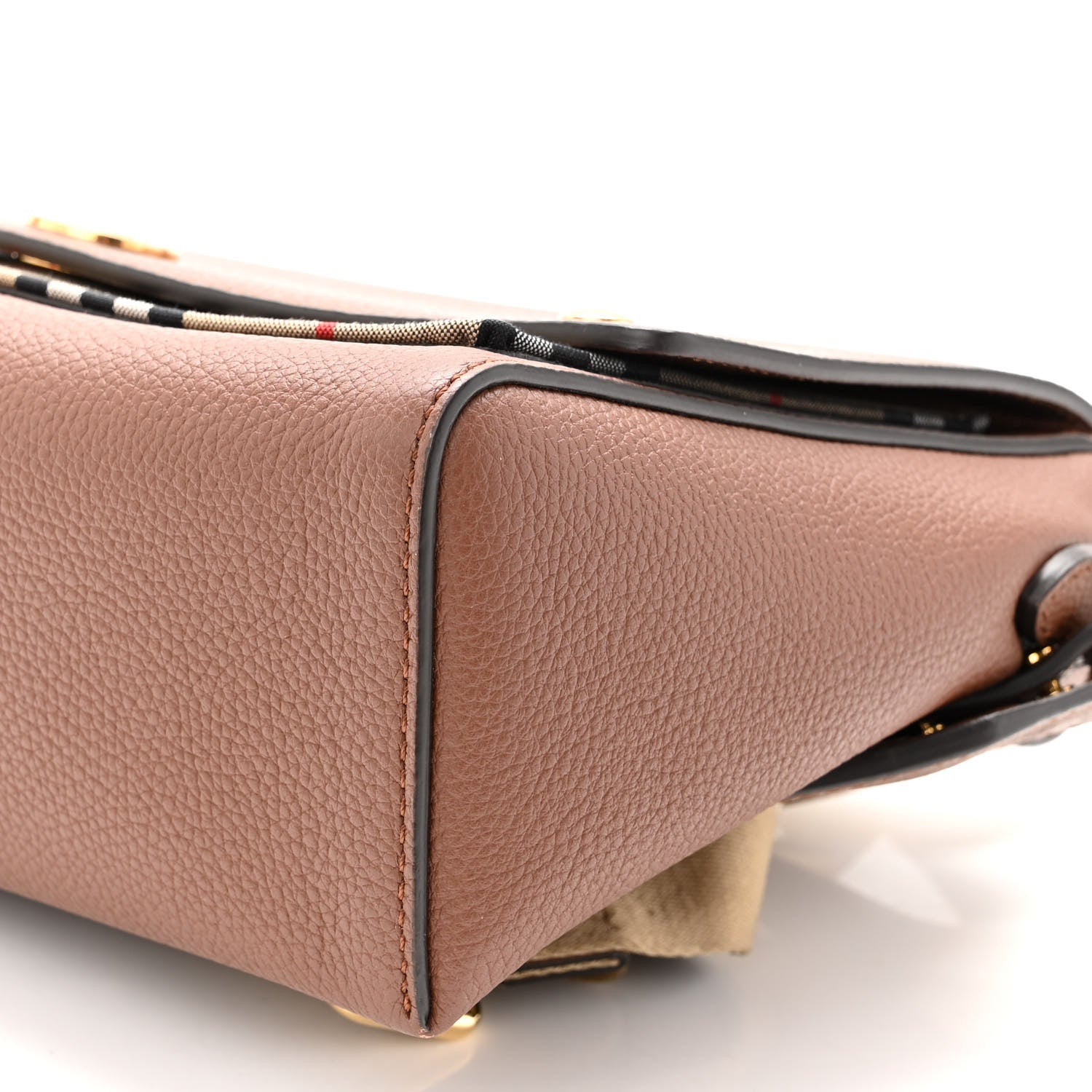 Burberry Calfskin Vintage Check Note Crossbody Bag Tan 9 of 9