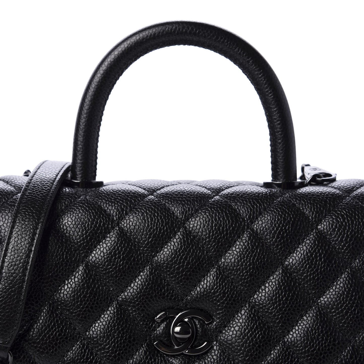 Caviar Quilted Mini Coco Handle Flap So Black