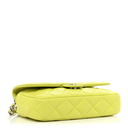 Chanel Lambskin Quilted Flap Phone Holder With Chain Yellow 3 of 10