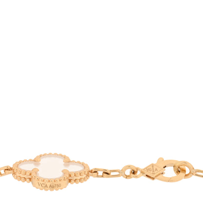 Van Cleef & Arpels 18K Yellow Gold Rock Crystal 5 Motifs Vintage Alhambra Bracelet 3 of 4