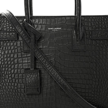 Saint Laurent Calfskin Crocodile Embossed Baby Sac De Jour Black 10 of 15